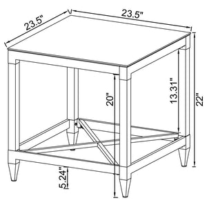 Lindley Square Tempered Mirror Acrylic Side End Table - Chrome