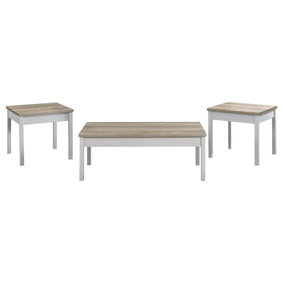 Stacie 3-piece Coffee Table Set - Distressed Pine and White