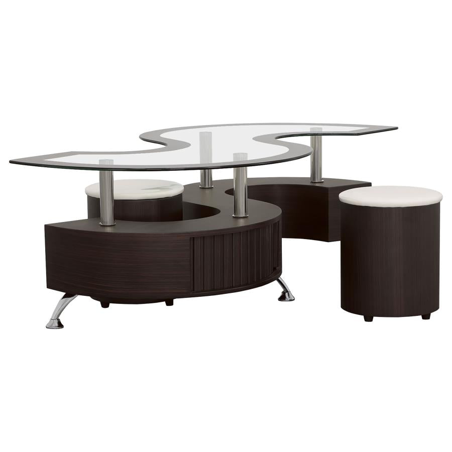 Buckley 3-piece Coffee Table and Stools Set - Cappuccino