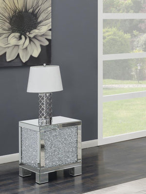 Gillian Rectangular Mirrored Acrylic Side End Table - Silver