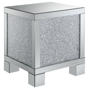 Gillian Rectangular Mirrored Acrylic Side End Table - Silver