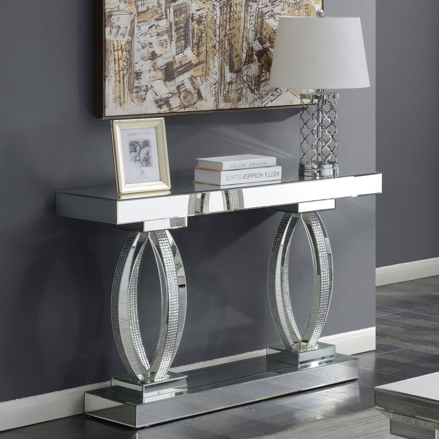 Amalia Mirrored Acrylic Entryway Sofa Console Table - Silver