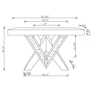 Taffeta V-shaped Mirrored Entryway Console Table - Silver