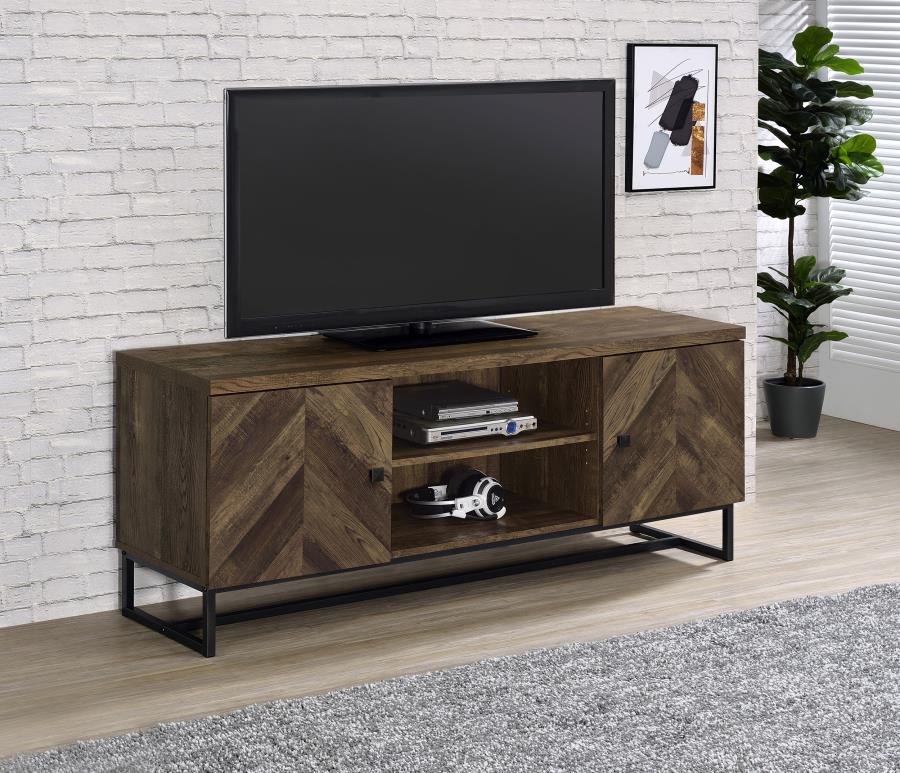 Myles 2-door Engineered Wood 60" TV Stand - Rustic Oak