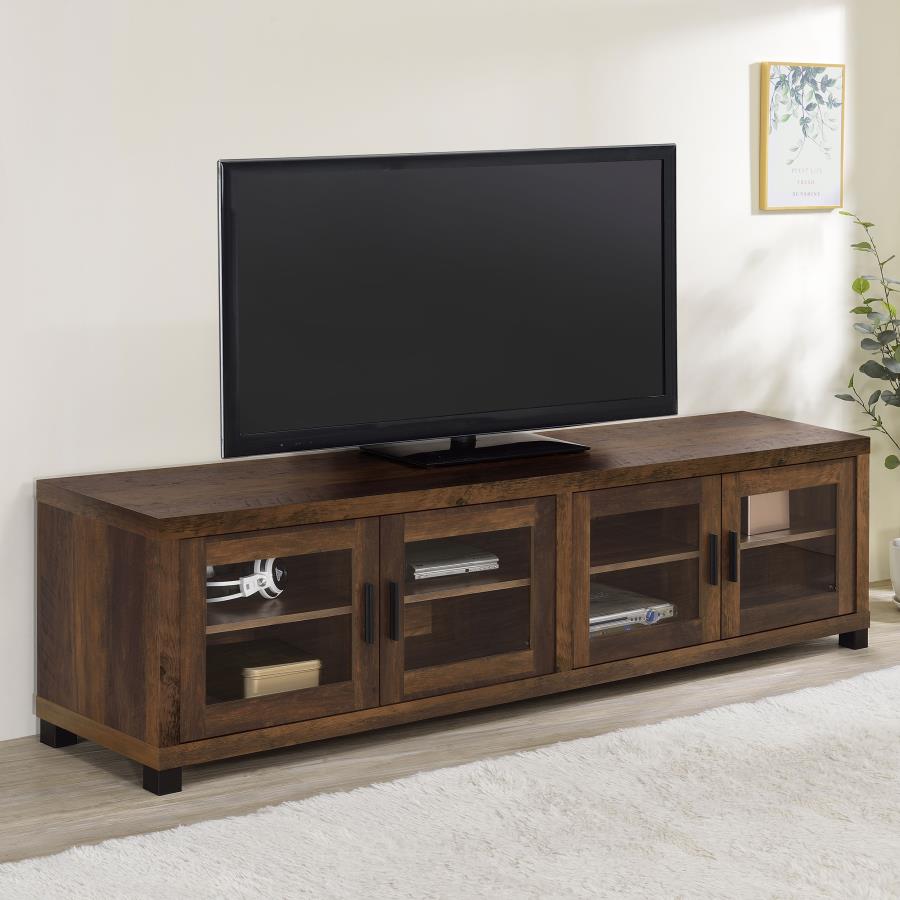 Sachin 4-door Engineered Wood 79" TV Stand - Dark Pine