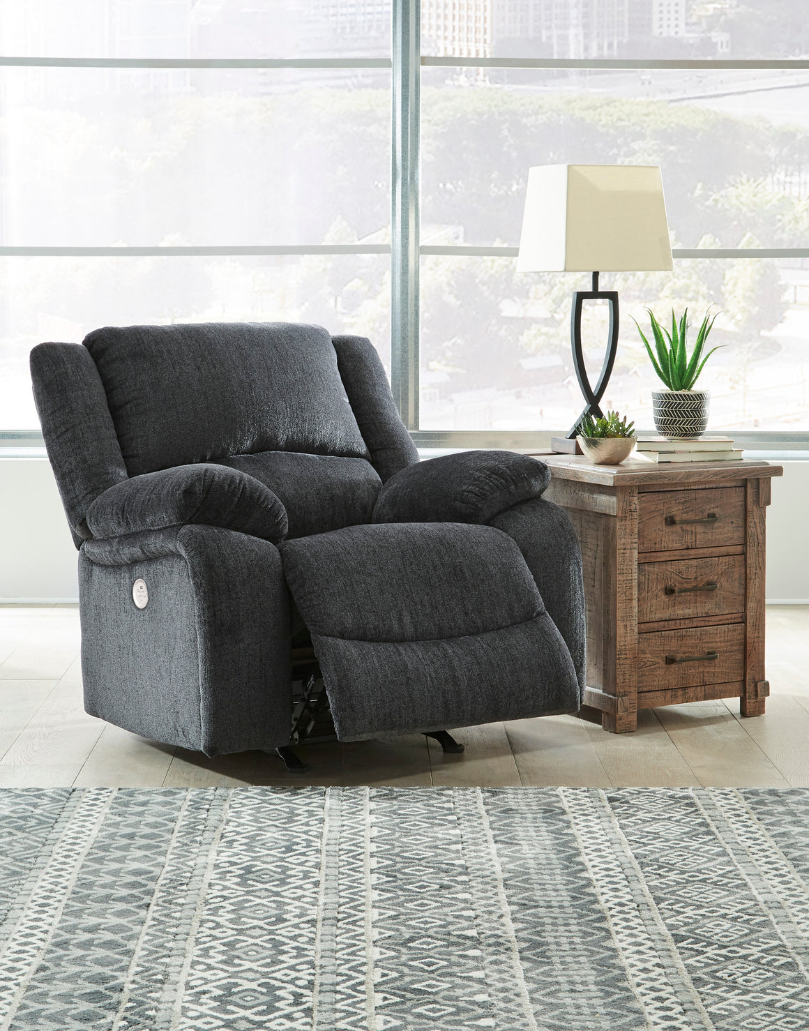 Draycoll Power Rocker Recliner - Slate