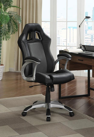 Roger Upholstered Adjustable Home Office Desk Chair - Black