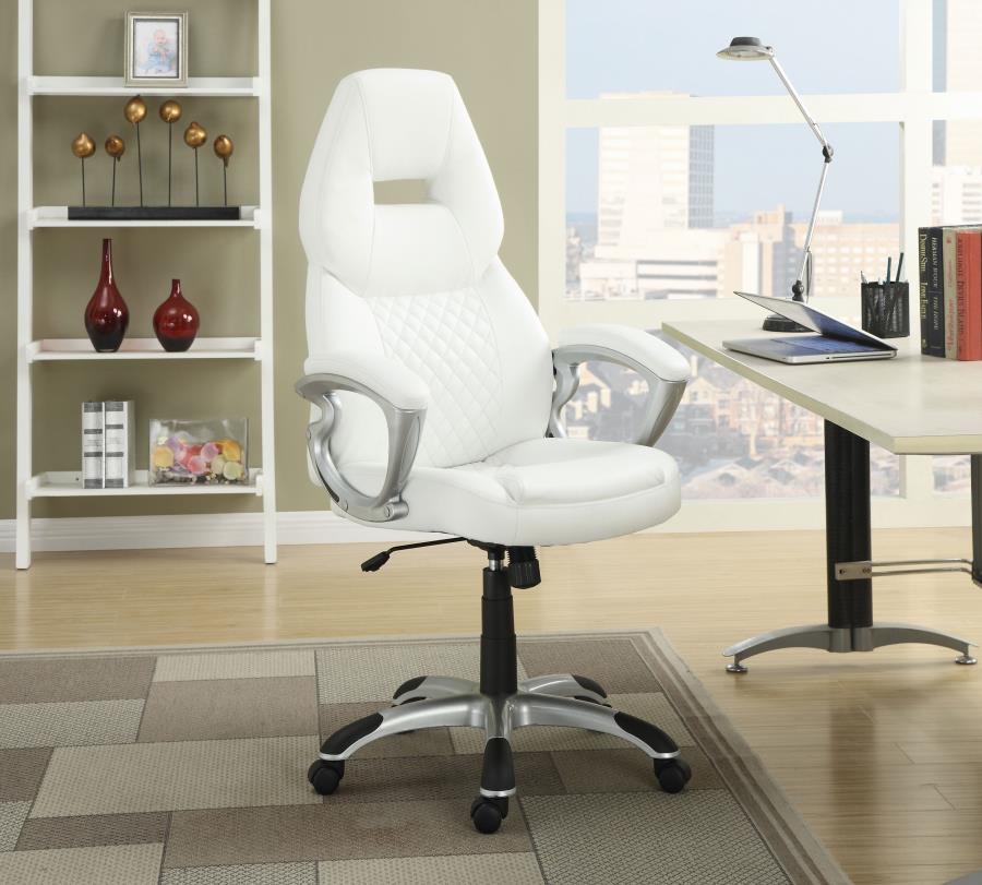 Bruce Upholstered Adjustable Home Office Desk Chair - White