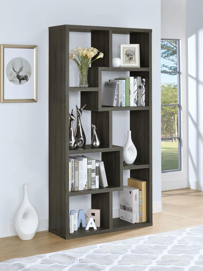 Theo 71-inch 6-shelf Bookshelf - Weathered Grey