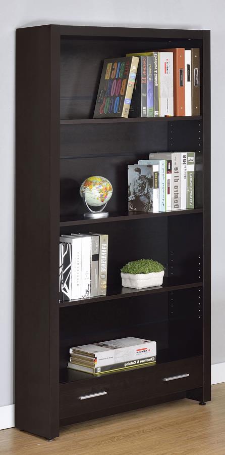 Skylar 71-inch 5-shelf Bookcase with Drawer - Cappuccino