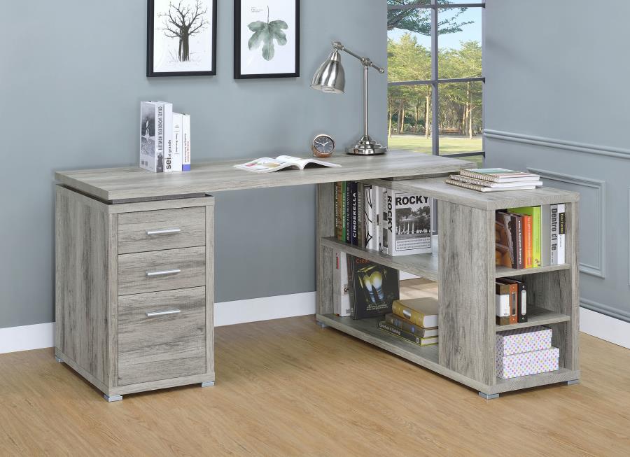 Yvette 60-inch 3-drawer L-Shape Computer Desk - Grey Driftwood