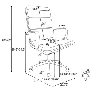 Ximena Upholstered Adjustable High Back Office Chair - Grey