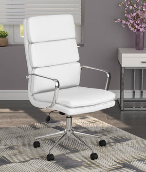 Ximena Upholstered Adjustable High Back Office Chair - White