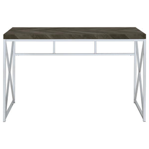 Grimma 47-inch Writing Office Desk - Rustic Grey and Chrome