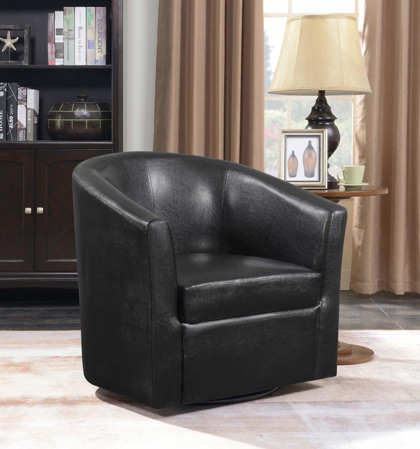 Turner Upholstered Barrel Back Swivel Chair - Dark Brown