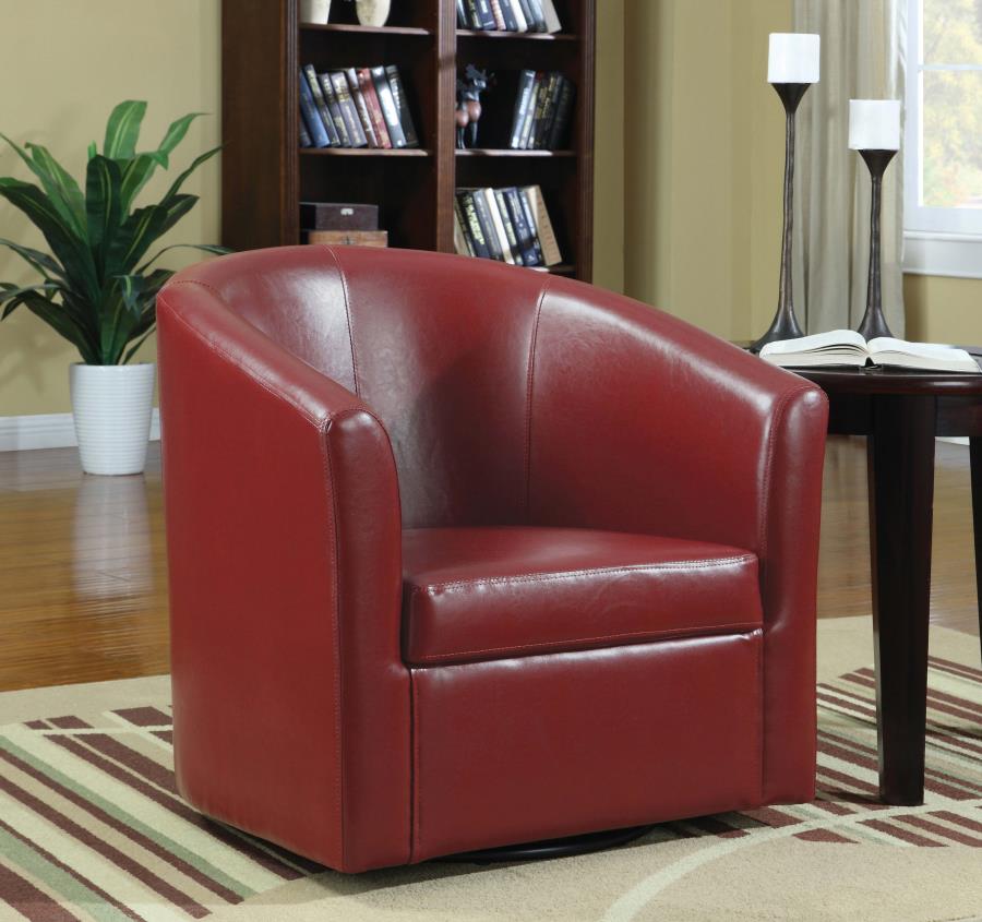 Turner Upholstered Barrel Back Swivel Chair - Red