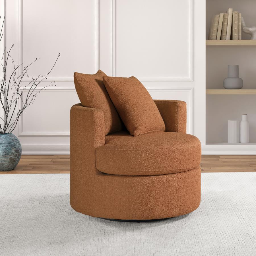 Debbie Upholstered Swivel Accent Chair - Burnt Orange