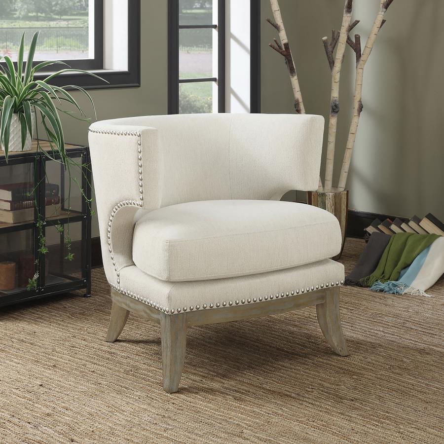 Jordan Upholstered Barrel Back Accent Chair - White