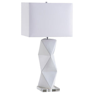 Camie 32-inch Rectangular Shade Geometric Table Lamp - White