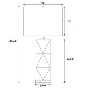 Camie 32-inch Rectangular Shade Geometric Table Lamp - White