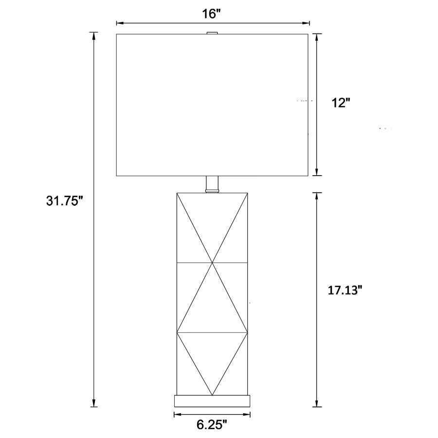 Camie 32-inch Rectangular Shade Geometric Table Lamp - White