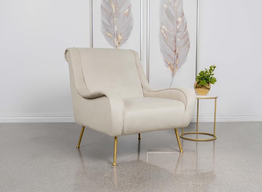 Ricci Upholstered Saddle Arm Accent Chair - Stone