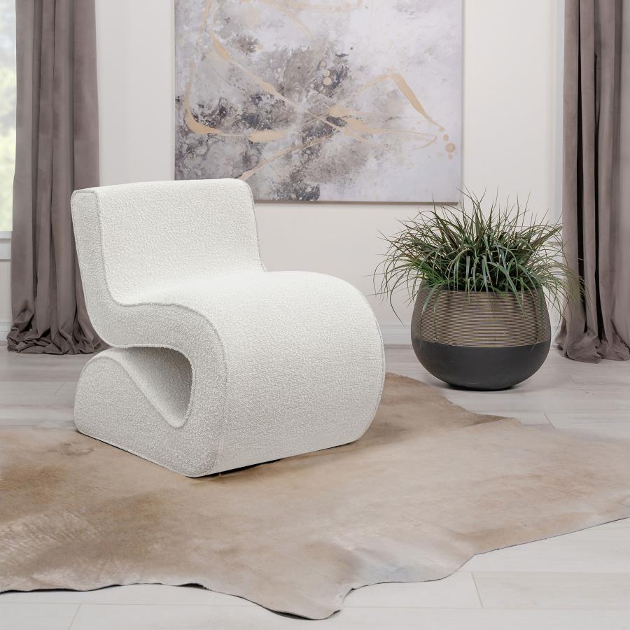 Ronea Boucle Upholstered Armless Curved Chair - Cream