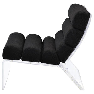 Serreta Boucle Upholstered Armless Acrylic Chair - Black