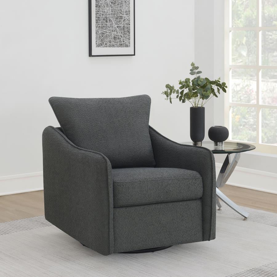 Madia Upholstered Sloped Arm Swivel Glider Chair - Charcoal