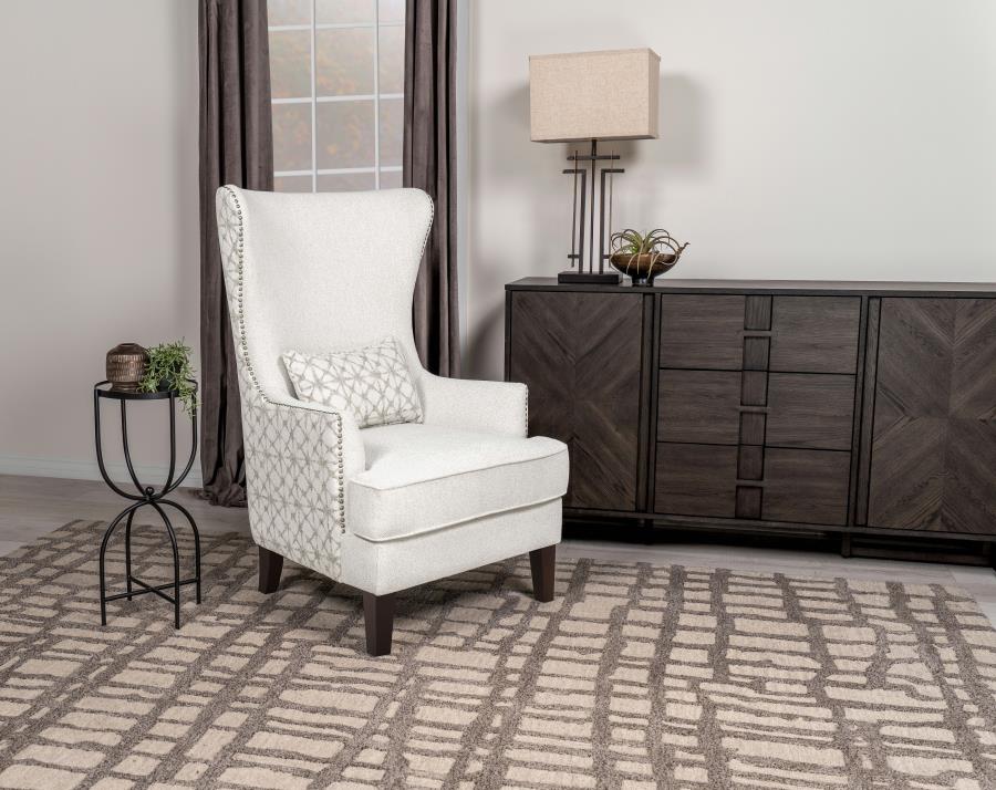 Pippin Upholstered High Wingback Accent Chair - Latte