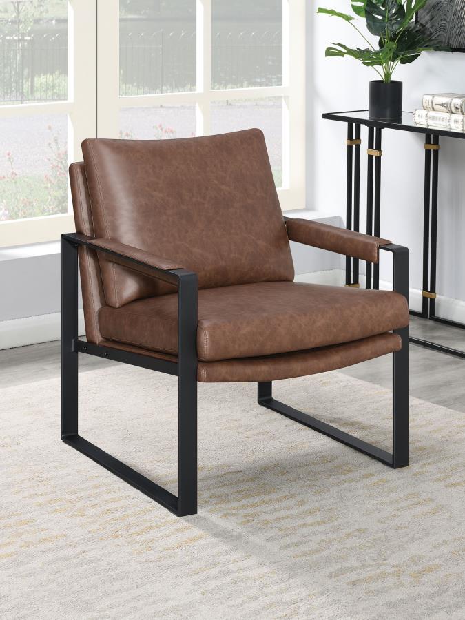 Rosalind Upholstered Track Arm Accent Chair - Brown