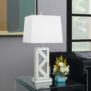 Carmen 32-inch Tapered Shade Mirrored Table Lamp - Silver