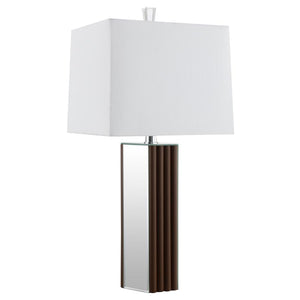 Elena 30-inch Square Tapered Mirrored Table Lamp - Brown