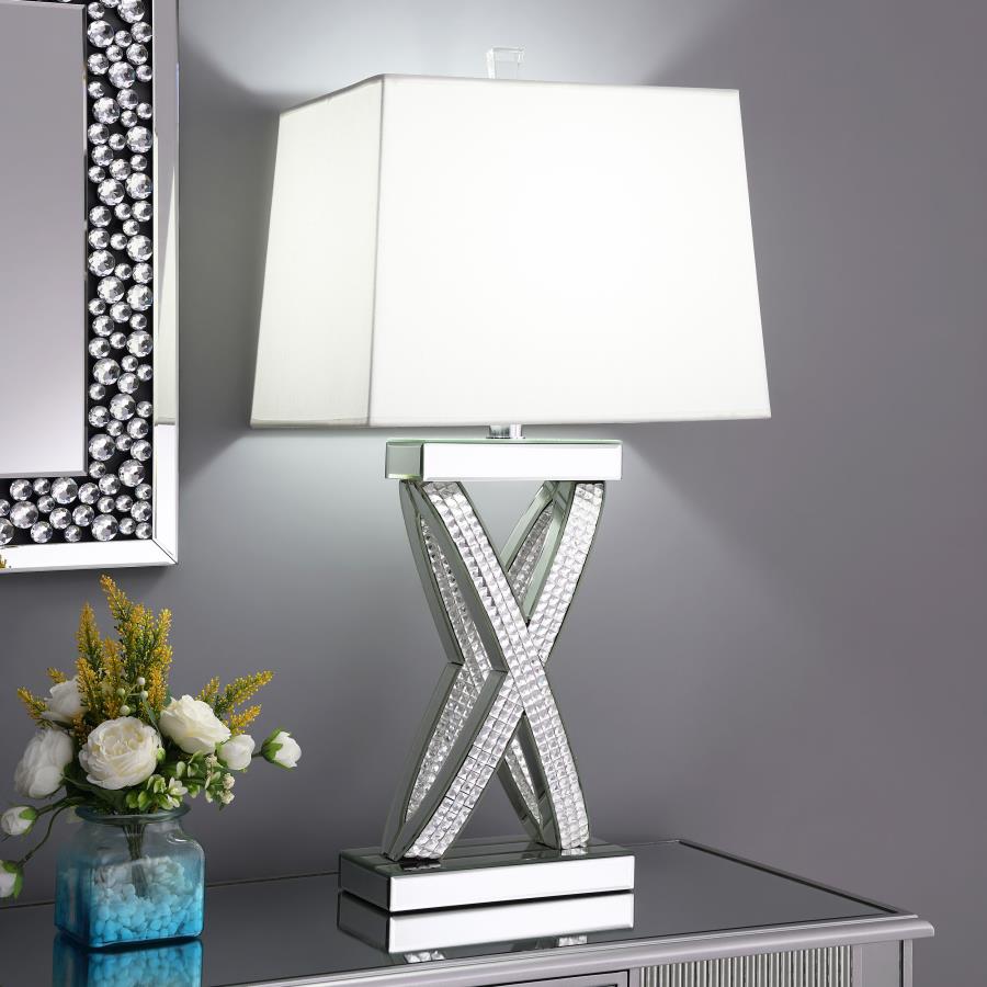 Dominick 31-inch Tapered Mirrored Acrylic Table Lamp - Silver