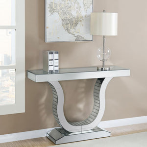 Saanvi U-shaped Mirrored Entryway Console Table - Silver