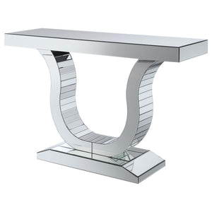 Saanvi U-shaped Mirrored Entryway Console Table - Silver