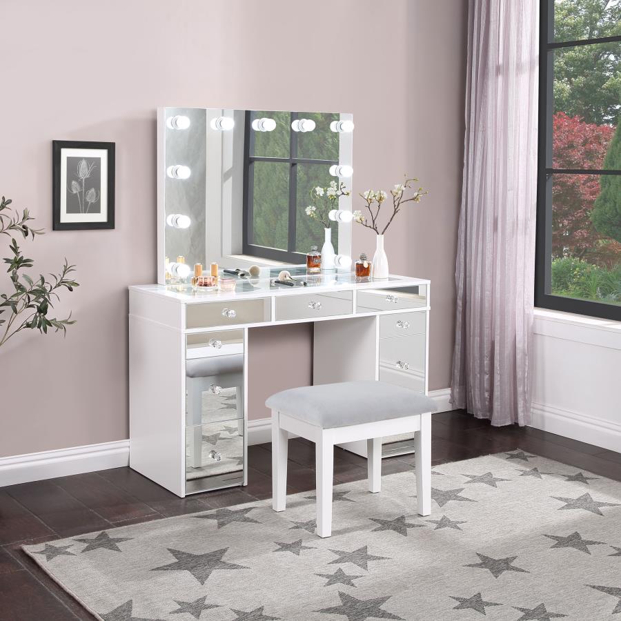 Regina Makeup Vanity Table Set with Lighting - White