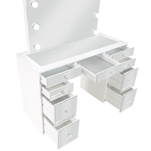 Regina Makeup Vanity Table Set with Lighting - White