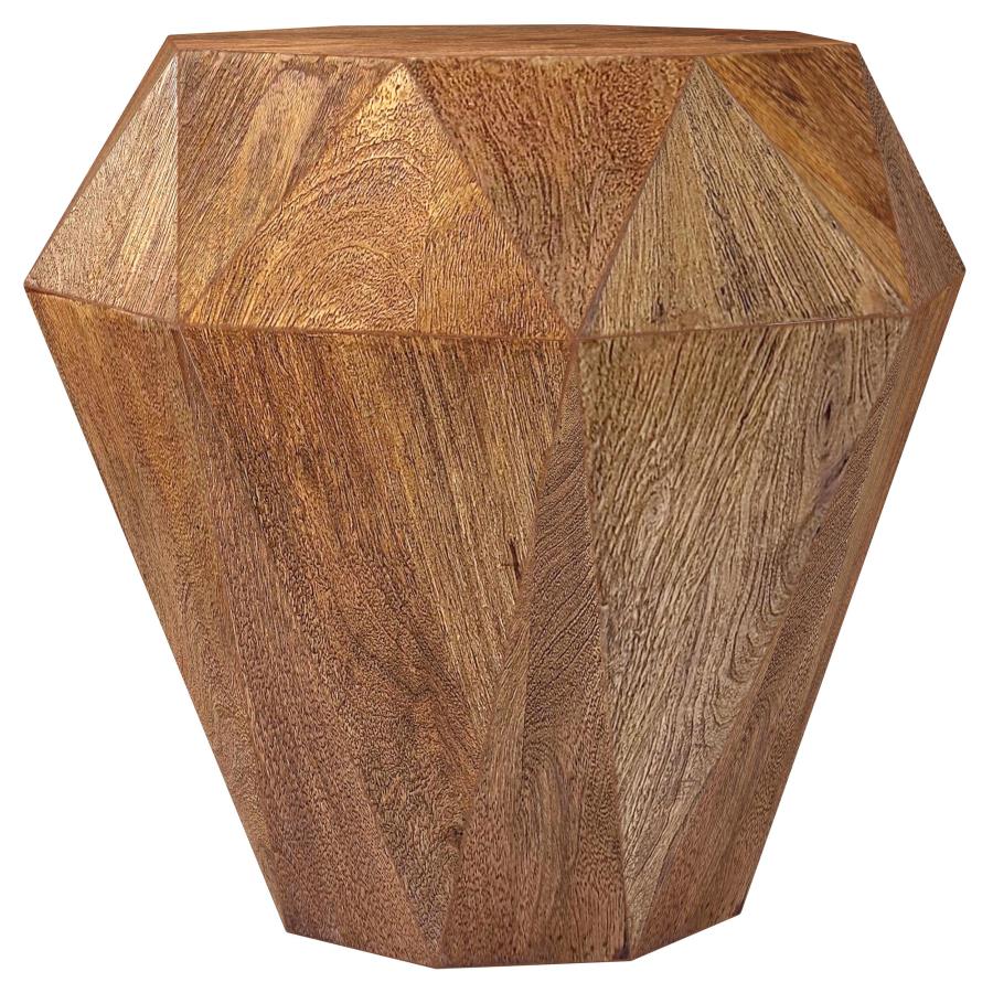 Jacinto Octagonal Solid Mango Wood Side Table - Natural Brown