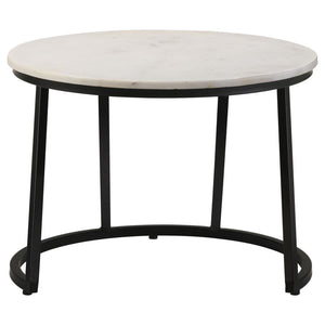 Miguel Round Marble Top Coffee Table - White and Black