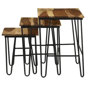 Nayeli 3-piece Solid Sheesham Wood Nesting Tables - Natural