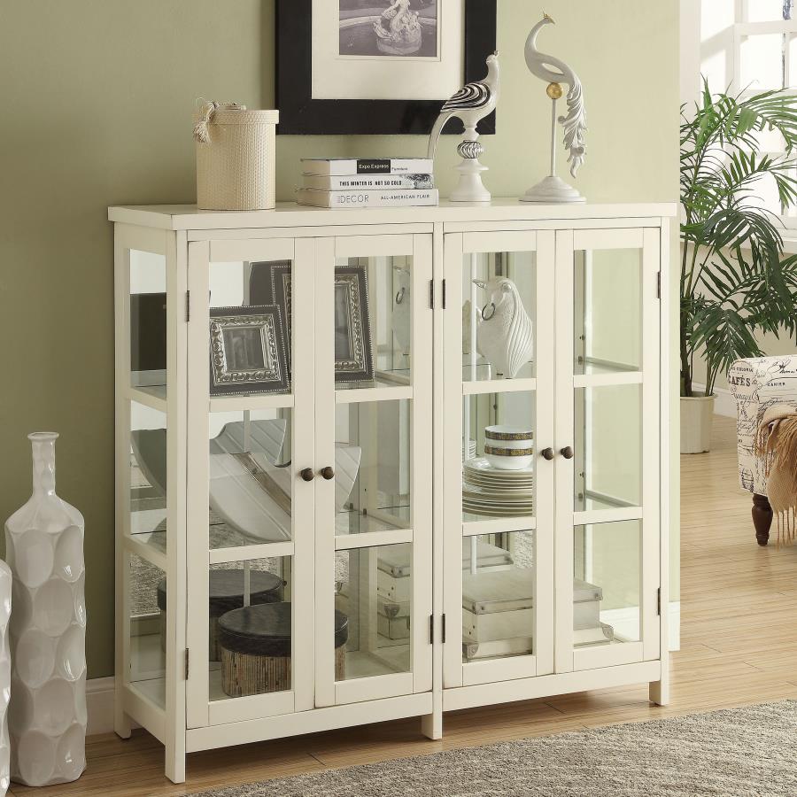 Sable 4-door Wood Accent Storage Display Cabinet - Off White