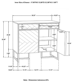 Keaton 2-door Marble Top Herringbone Accent Cabinet - Natural