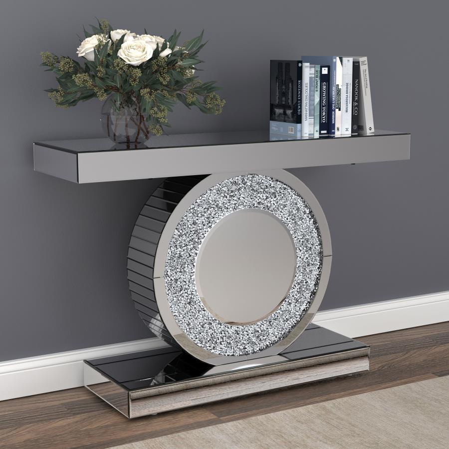 Bergenia LED Mirrored Entryway Sofa Console Table - Silver