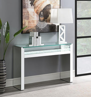 Edna Mirrored Acrylic Console Table LED Lighting - Silver