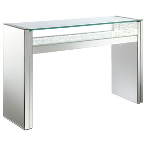 Edna Mirrored Acrylic Console Table LED Lighting - Silver