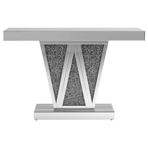 Crocus Rectangular Mirrored Entryway Console Table - Silver