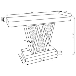 Crocus Rectangular Mirrored Entryway Console Table - Silver