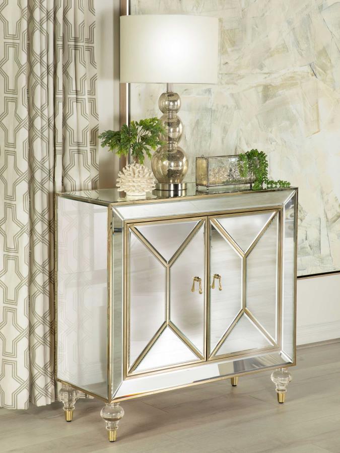 Lupin 2-door Mirrored Storage Accent Cabinet - Champagne