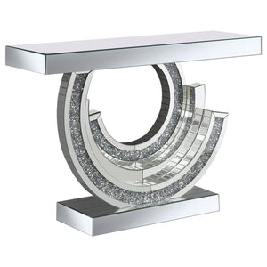 Imogen Sculptural Mirrored Entryway Console Table - Silver